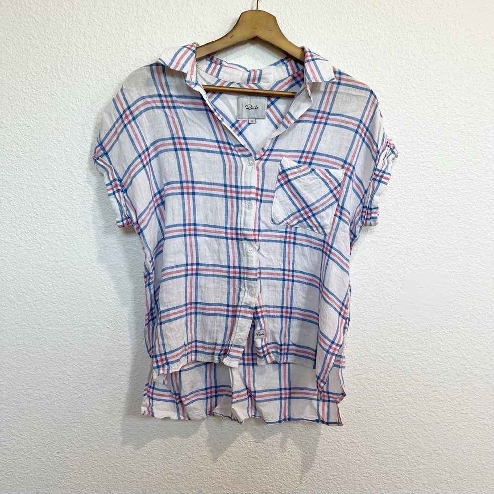 Rails- Whitney Raspberry Azure Linen Too Small - image 1